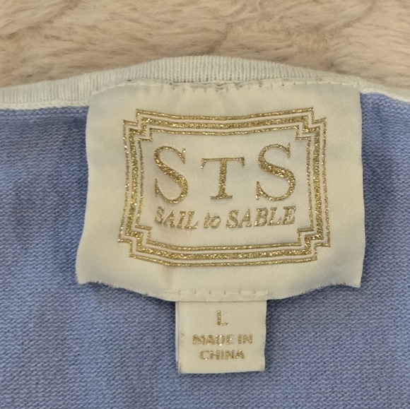 Sail to Sable Blue & White Striped Sleeveless Short Dress, Size Large - Picture 2 of 6